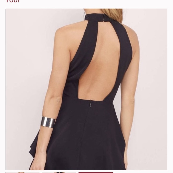 NEW black TOBI mini open back dress A line - Picture 2 of 5
